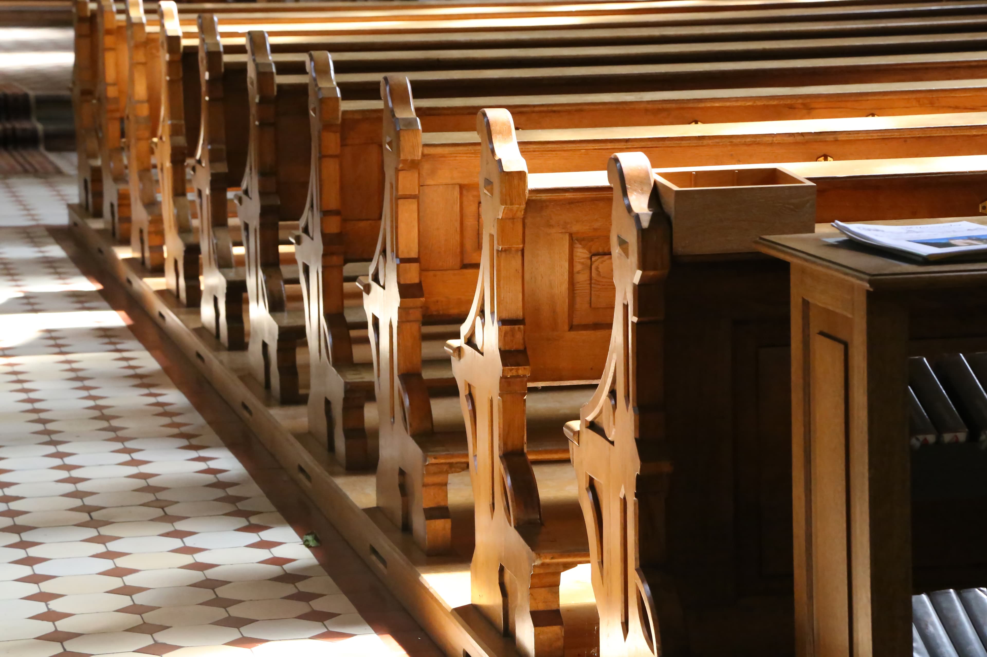 Church pews in sanctuary